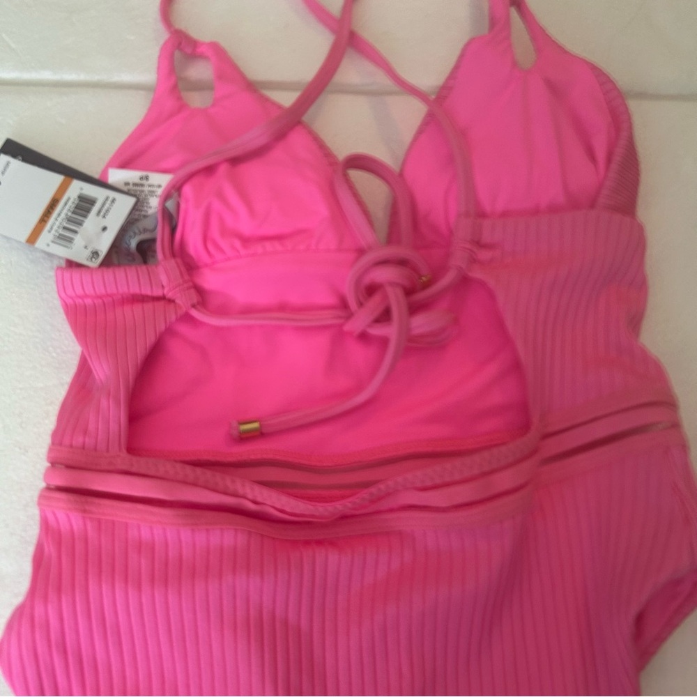 Isabella Rose NWT Queensland high leg neon Barbie pink one piece swimsuit - Picture 8 of 11